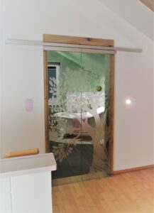 Glasschiebetür zweiflüglig Sonderbau