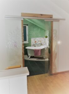 Glasschiebetür zweiflüglig Sonderbau